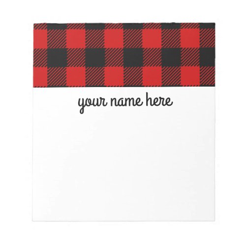 Personalized Notepad Red Plaid
