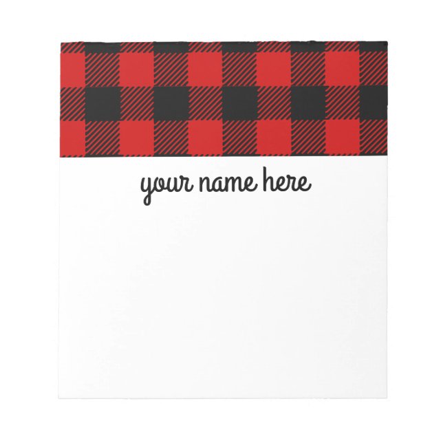Personalized Notepad Red Plaid (Front)