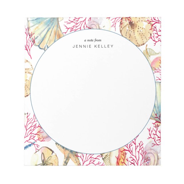 Personalized Notepad, Seashells at the Beach Notepad (Front)