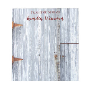 Personalized Notepad White Wash Wood Barn Door Cou