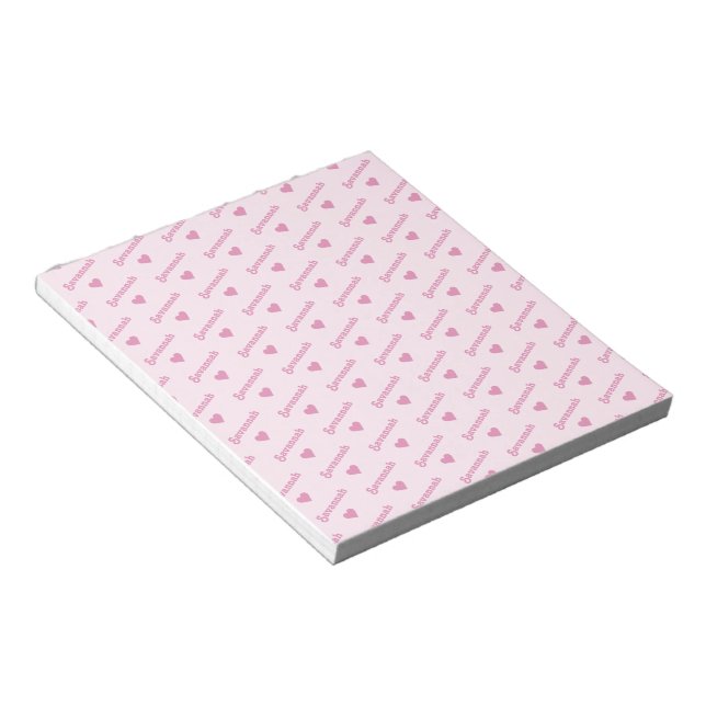 Personalized Notepad with Name and Hearts (Angled)