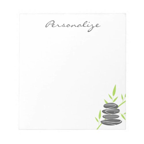 Personalized notepad with zen art pebble stacking