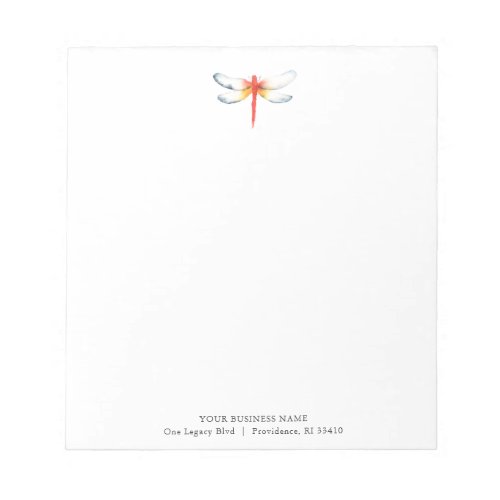 Personalized Notepads Watercolor Red Dragonfly