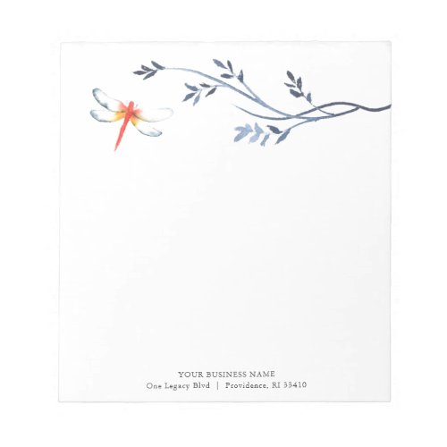 Personalized Notepads Watercolor Red Dragonfly