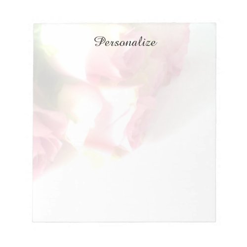 Personalized notepads with pink rose photo image