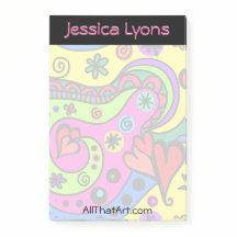 Personalized Notes Swirls, Hearts, Flowers
