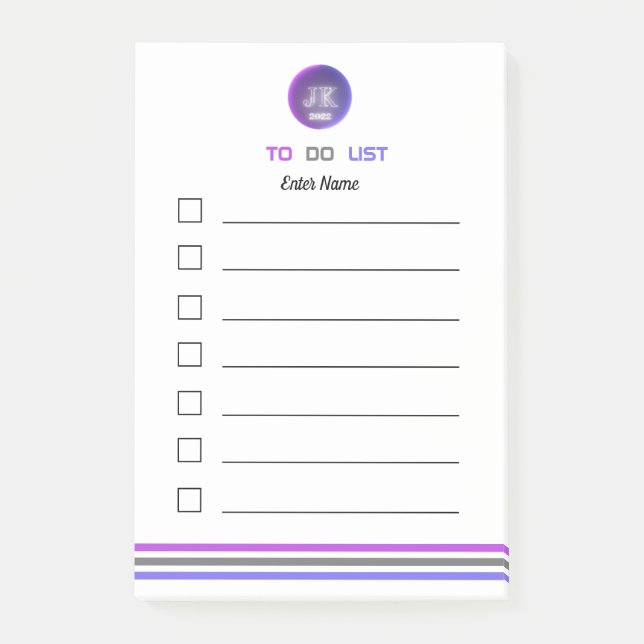 Personalized Notes To Do List 2022 JK Logo (Front)