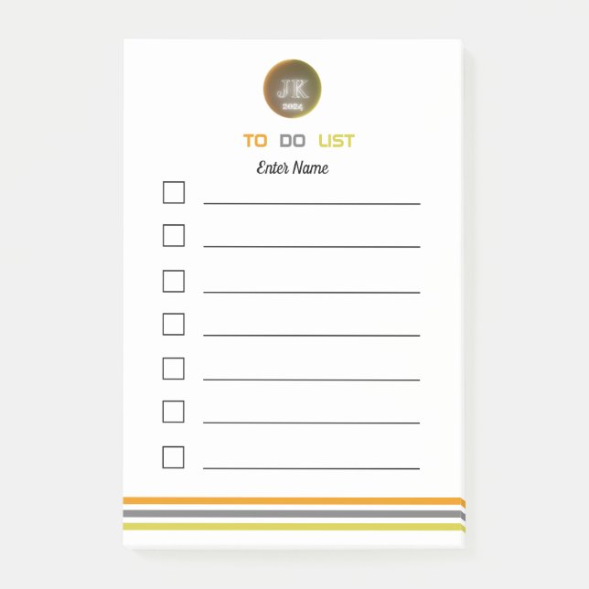 Personalized Notes To Do List 2024 JK Logo (Front)
