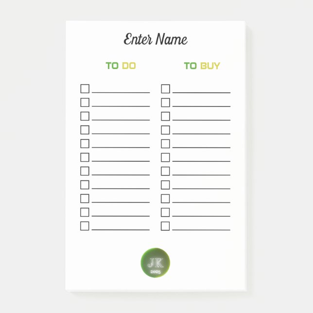 Personalized Notes To Do To Buy JK 2025 (Front)