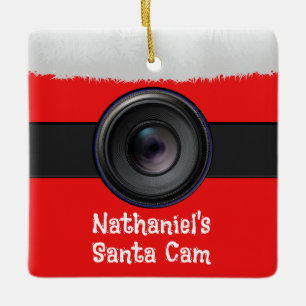 Personalized Novelty Santa Camera  Ceramic Ornament