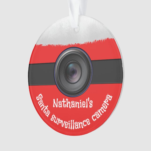 Personalized Novelty Santa Camera Round Ornament (Front)