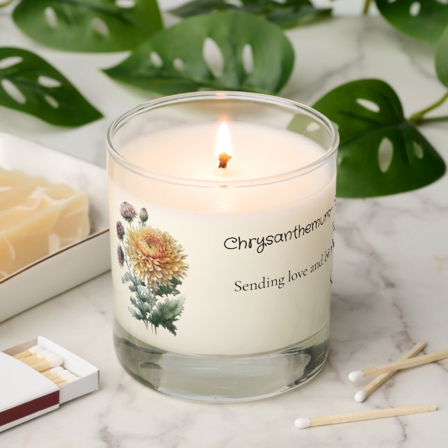 Personalized November Birth Flower Birthday Gift Scented Candle (Lit)