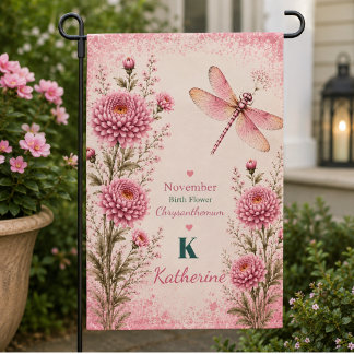 Personalized November Birth Flower Garden Flag