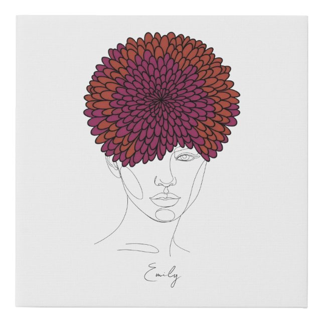 Personalized November Birth Flower Portrait Faux Canvas Print (Front)