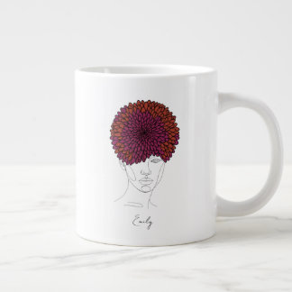 Personalized November Birth Flower Portrait Giant Coffee Mug