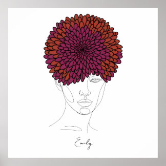 Personalized November Birth Flower Portrait Poster