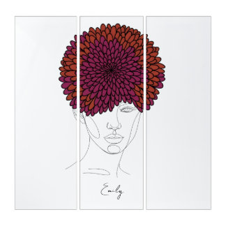 Personalized November Birth Flower Portrait Triptych