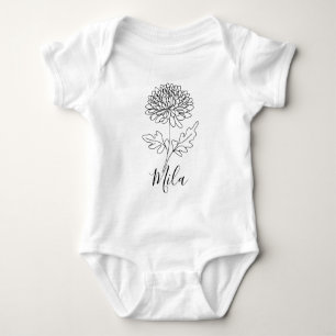 Personalized November Chrysanthemum Birth Flower  Baby Bodysuit