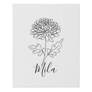 Personalized November Chrysanthemum Birth Flower Faux Canvas Print