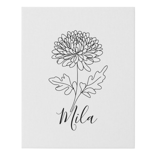 Personalized November Chrysanthemum Birth Flower  Faux Canvas Print (Front)
