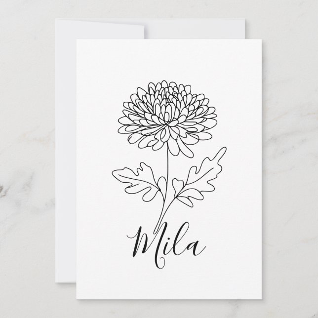 Personalized November Chrysanthemum Birth Flower  Invitation (Front)