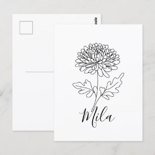Personalized November Chrysanthemum Birth Flower Postcard