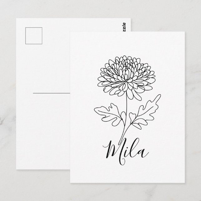 Personalized November Chrysanthemum Birth Flower  Postcard (Front/Back)