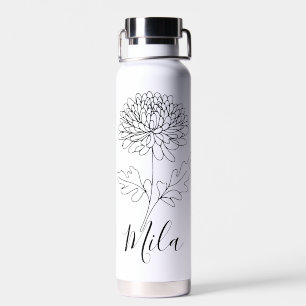 Personalized November Chrysanthemum Birth Flower Water Bottle
