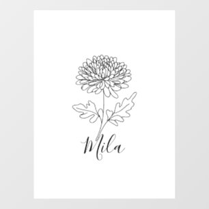 Personalized November Chrysanthemum Birth Flower Window Cling
