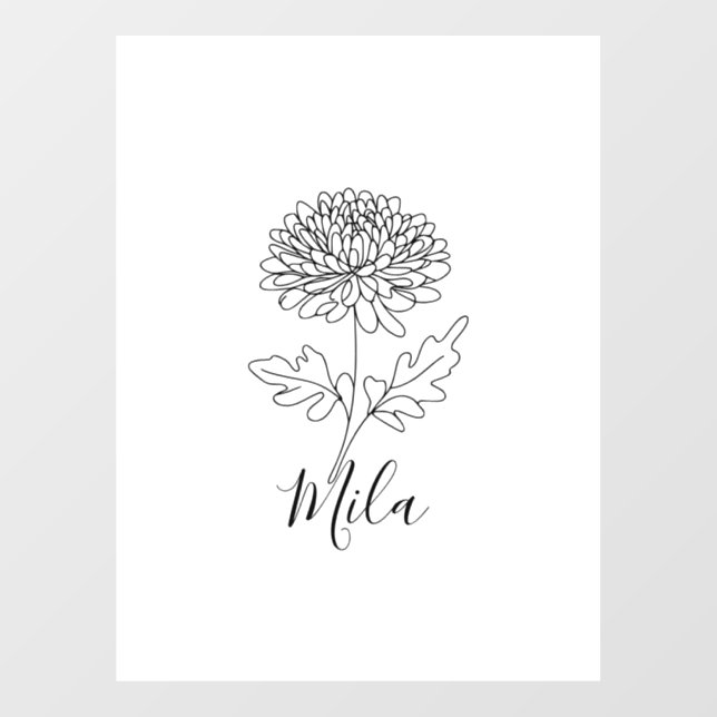 Personalized November Chrysanthemum Birth Flower  Window Cling (Sheet)