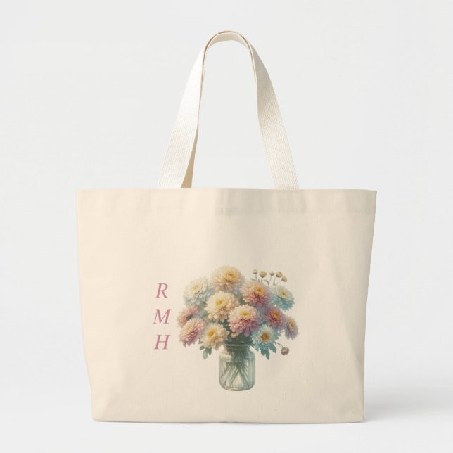 Personalized November Chrysanthemum Tote Bag (Front)