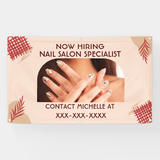 Personalized Now Hiring Nail Salon Specialist Banner (Horizontal)