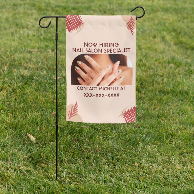 Personalized Now Hiring Nail Salon Specialist Garden Flag (In SItu)