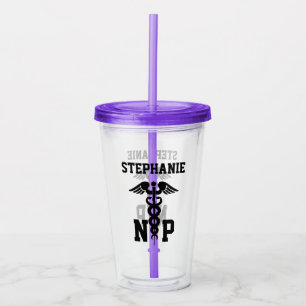 Personalized NP Medical Symbol Nurse Practitioner Acrylic Tumbler