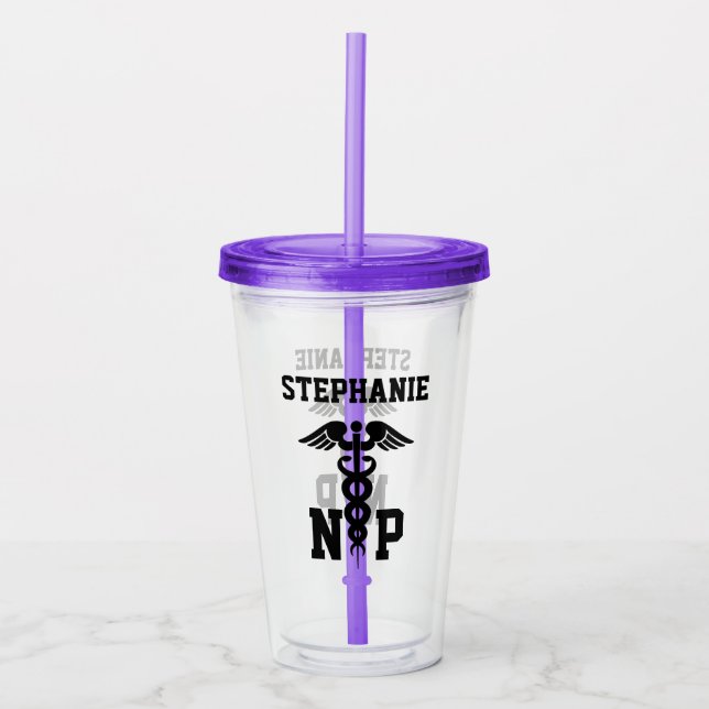 Personalized NP Medical Symbol Nurse Practitioner  Acrylic Tumbler (Front)