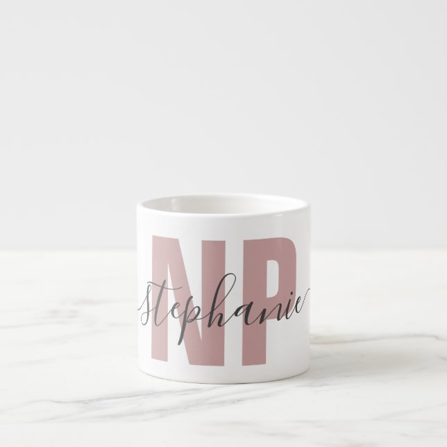 Personalized NP Nurse Practitioner Graduation Chic Espresso Cup (Front)