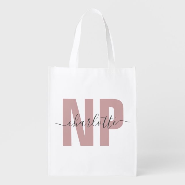 Personalized NP Nurse Practitioner Graduation Chic Grocery Bag (Front)
