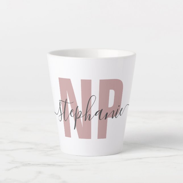 Personalized NP Nurse Practitioner Graduation Chic Latte Mug (Front)