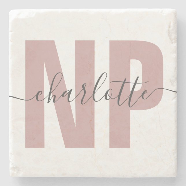 Personalized NP Nurse Practitioner Graduation Chic Stone Coaster (Front)
