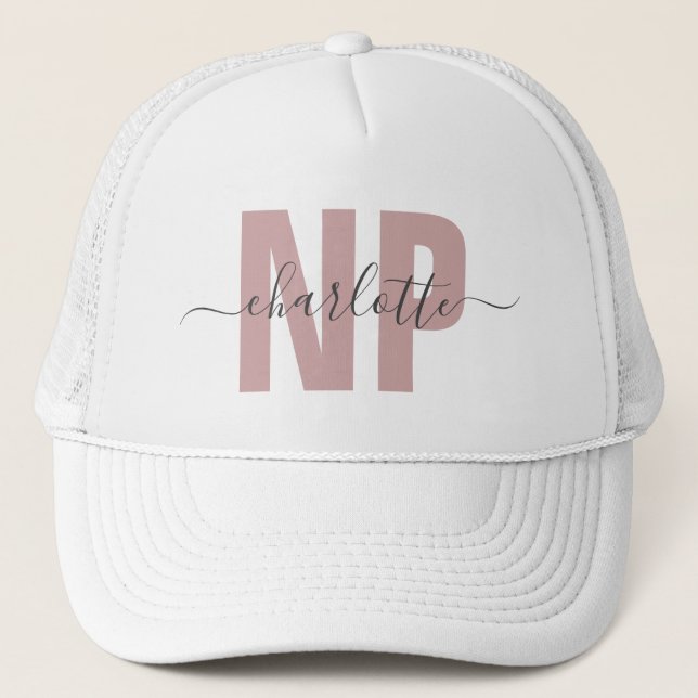 Personalized NP Nurse Practitioner Graduation Chic Trucker Hat (Front)