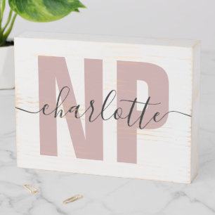 Personalized NP Nurse Practitioner Graduation Chic Wooden Box Sign