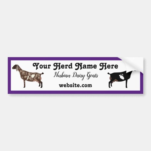 Personalized Nubian Dairy Goat Bumper Sticker