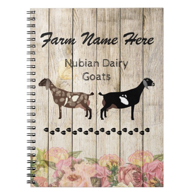 Personalized Nubian Dairy Goat Farm Notebook (Front)