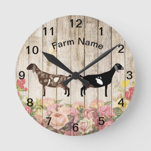 Personalized Nubian Dairy Goat Farm Round Clock
