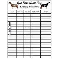 Personalized Nubian Dairy Goat Kidding Schedule