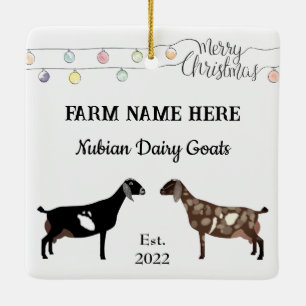 Personalized Nubian Dairy Goat White Christmas Ceramic Ornament