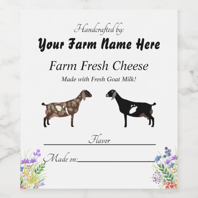 Personalized Nubian Goat Cheese Label (Single Label)