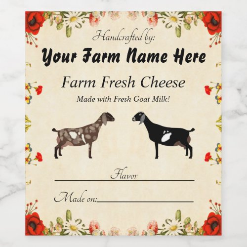 Personalized Nubian Goat Cheese Label