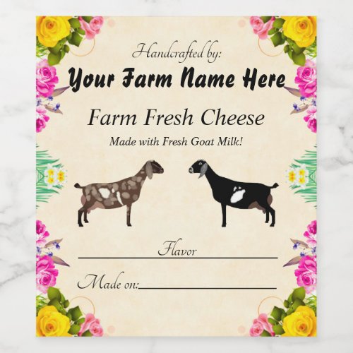 Personalized Nubian Goat Cheese Label
