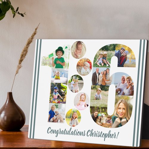 Personalized Number 16 Photo Collage 16th Birthday Plaque